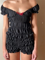 Pleated Tie-Front Short Sleeve Shorts Two Piece Set