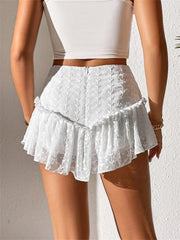 JuliaFashion - Summer Irregular Hem Short Mini Embroidery Lace High Waist Ruffles A-Line Party Streetwear Skirts