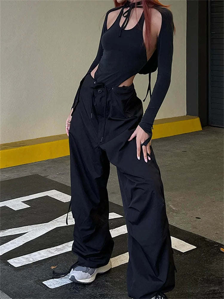 JuliaFashion - Vintage Punk Hip Hop Baggy Cargo Joggers Pants