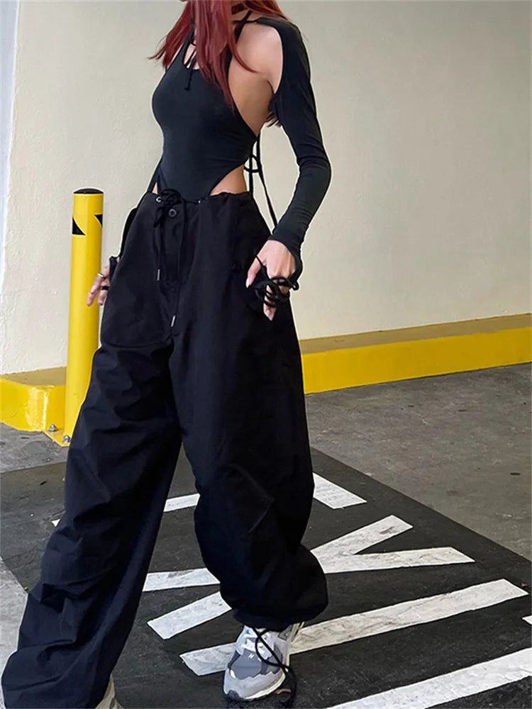 JuliaFashion - Vintage Punk Hip Hop Baggy Cargo Joggers Pants