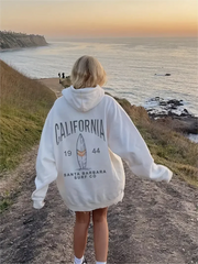 Casual Long Sleeve Surf Print Hoodie