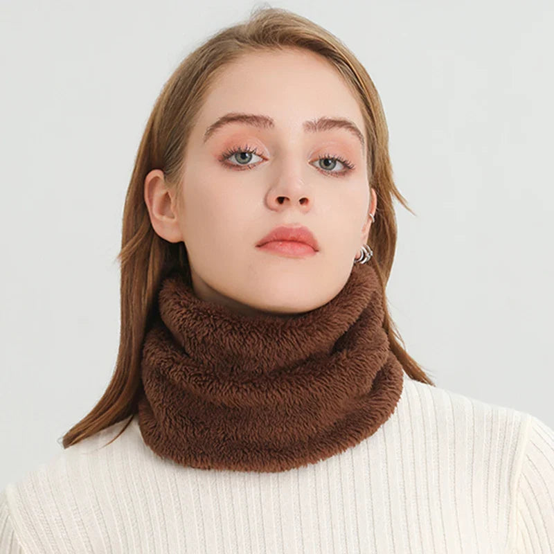 Cashmere Warm Color Ring Plush Thick Outdoor Sports Neckerchief Muffler Scarf Brown Scarfs-L