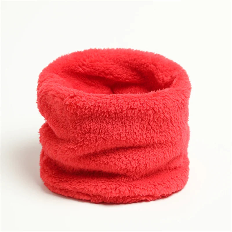 Cashmere Warm Color Ring Plush Thick Outdoor Sports Neckerchief Muffler Scarf Red Scarfs-L