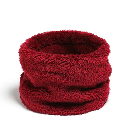 Cashmere Warm Color Ring Plush Thick Outdoor Sports Neckerchief Muffler Scarf Wine Red Scarfs-L