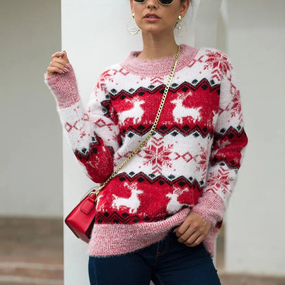 Casual Christmas Sweater For Couples - Loose Knitwear Warm Thicken Matching Red / S Sweaters-L
