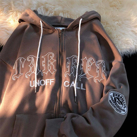 Casual Spring Gothic Letter Printed Oversized Hoodie