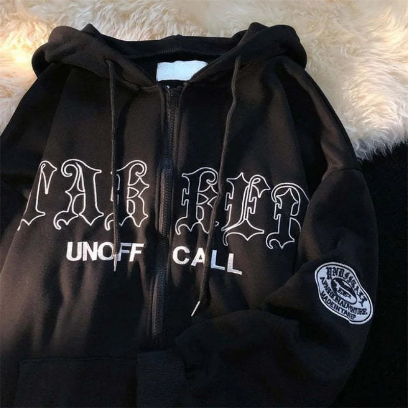 Casual Spring Gothic Letter Printed Oversized Hoodie