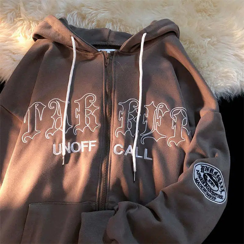 Casual Spring Gothic Letter Printed Oversized Hoodie