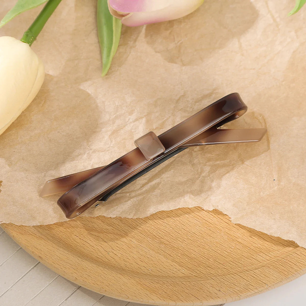 Acrylic Christmas Hair Accessory - Chic Plain Color Leopard Accessories-L