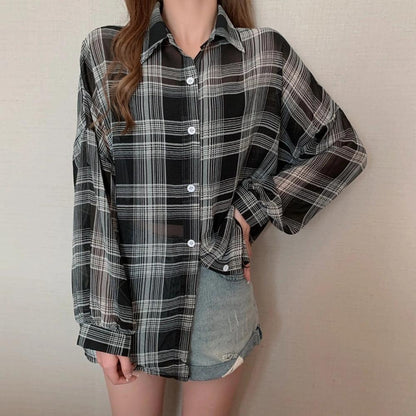 Chiffon Plaid Shirt