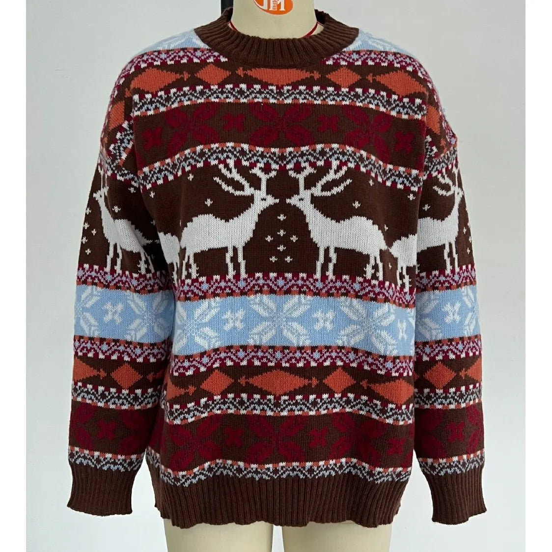 Casual Long Sleeve Knitted Pullover Basic Jersey Fashion Christmas Sweater Brown / S Sweaters-L