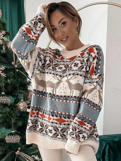 Casual Long Sleeve Knitted Pullover Basic Jersey Fashion Christmas Sweater Sweaters-L