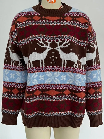 Casual Long Sleeve Knitted Pullover Basic Jersey Fashion Christmas Sweater Sweaters-L