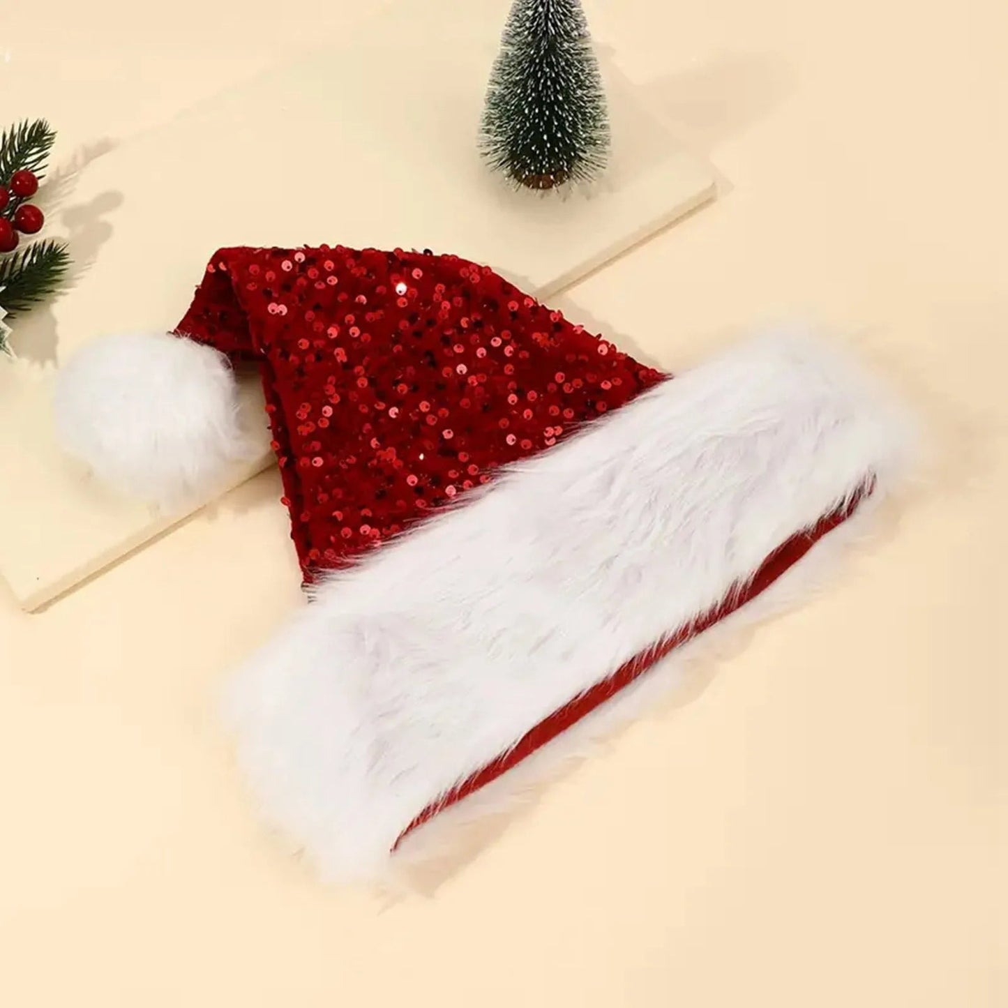 Double-Layer Sequin Sea Style Plush Christmas Decoration Hat Hat-L