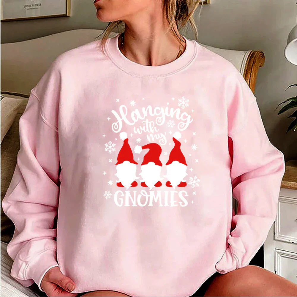 Christmas Gnomes Hanging Gnomies Funny Santa Graphic Hoodie Hoodies-L