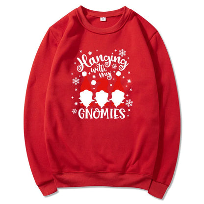 Christmas Gnomes Hanging Gnomies Funny Santa Graphic Hoodie Red / S Hoodies-L
