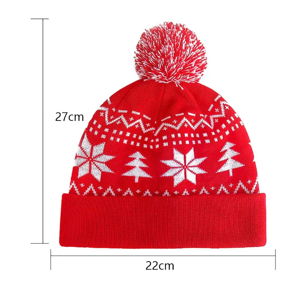 Winter Warm Fur Ball Knitted Christmas Hat Hat-L