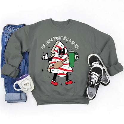 Snack Print Round Neck Christmas Hoodie - Casual Long Sleeve Multi / S Hoodies-L