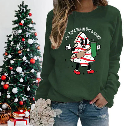 Out Here Lookin’ Like A Snack Print Round Neck Casual Long Sleeve Christmas Hoodie Hoodies-L