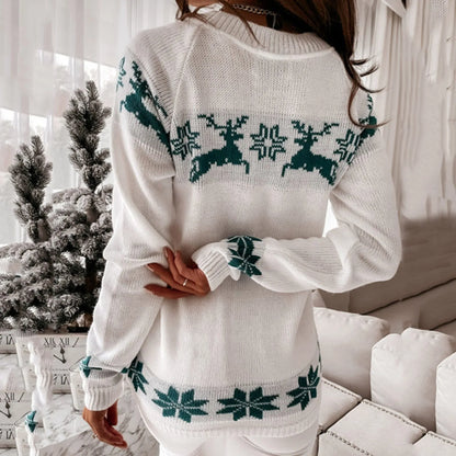 Christmas Deer Warm Knitted Long Sleeve Autumn Winter Loose Hot Sale Sweater Sweaters-L