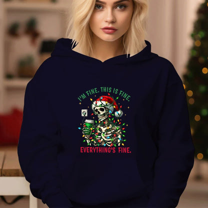 Fashion Casual Christmas Skull Print Cozy Hoodie