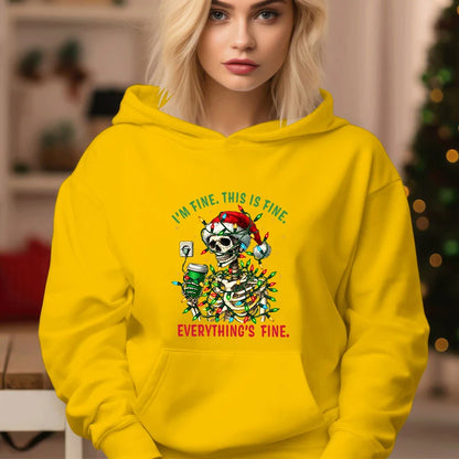 Fashion Casual Christmas Skull Print Cozy Hoodie