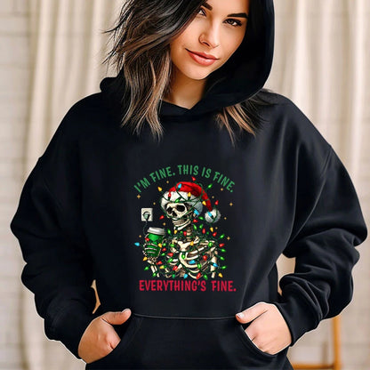 Fashion Casual Christmas Skull Print Cozy Hoodie