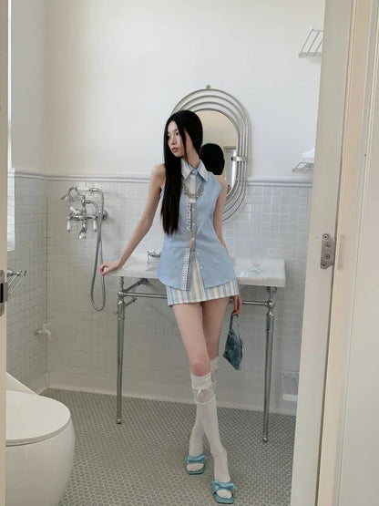 Classic Collar Sleeveless Shirt