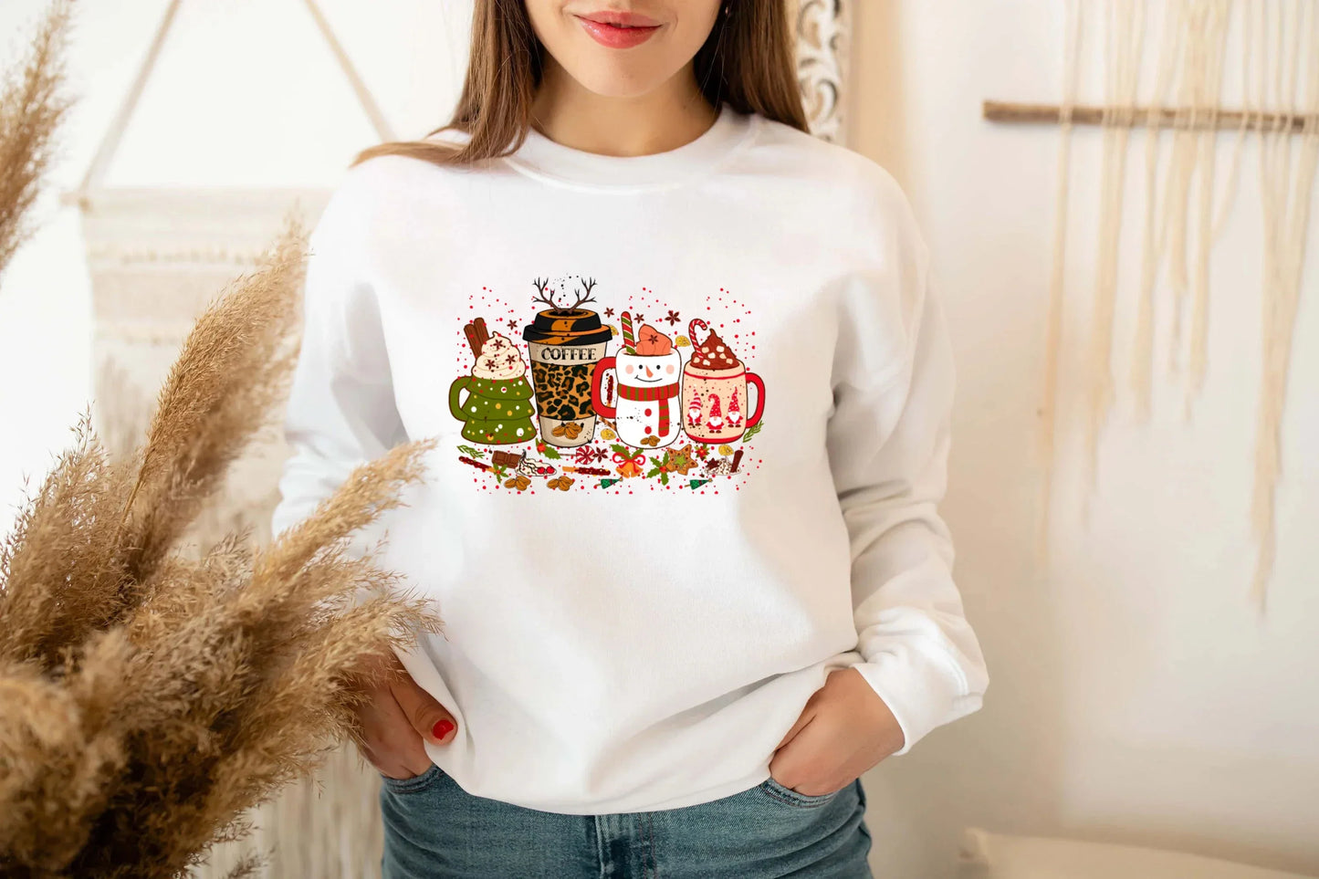 Colored Coffee Party Aesthetic Pure Cotton Jumper Graphic Christmas Hoodie Hoodies-L