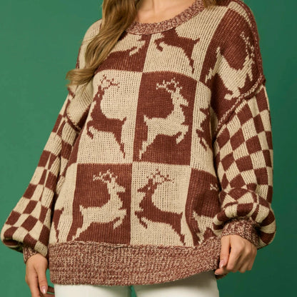 Gingerbread Aesthetic Christmas Sweater - Long Sleeve Round Neck Sweaters-L