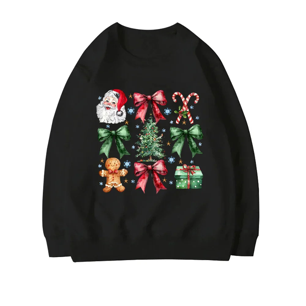 Stylish Coquette Christmas Santa Sweatshirt Holiday Hoodie Black / S Hoodies-L