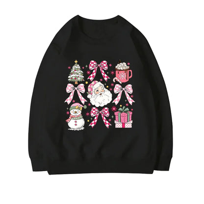 Stylish Coquette Christmas Santa Sweatshirt Holiday Hoodie Black 2 / S Hoodies-L