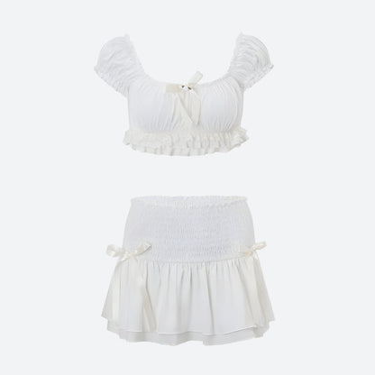 Coquette Crop Top & Mini Skirt Two Piece Set