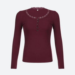 Corduroy Lace Trim Top