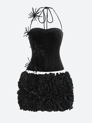 Corset Top & Ruffled Mini Skirt Two Piece Set