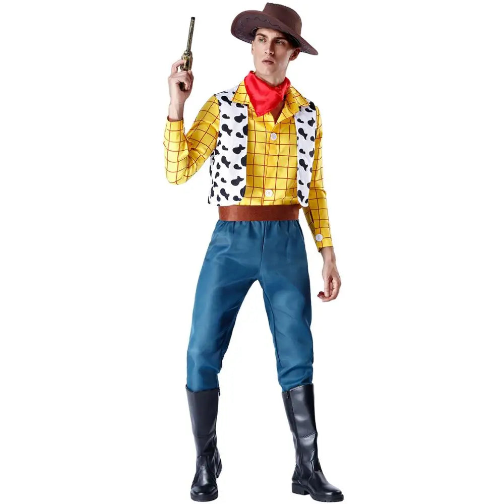 Cosplay Woody Cowboy Unisex Sheriff Halloween Carnival Outfit Up Attire