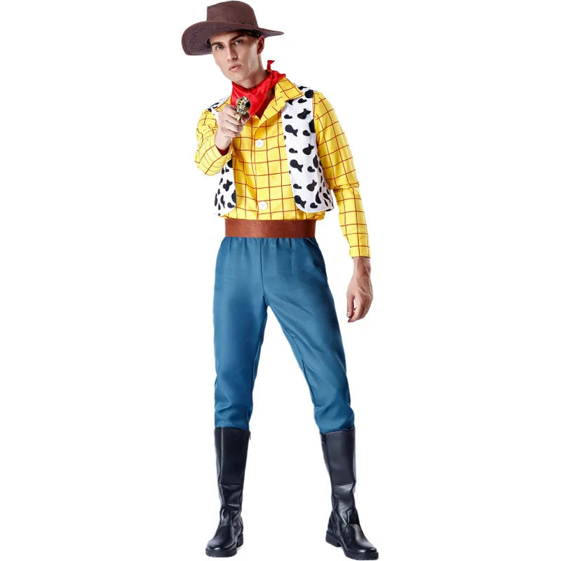 Cosplay Woody Cowboy Unisex Sheriff Halloween Carnival Outfit Up Attire