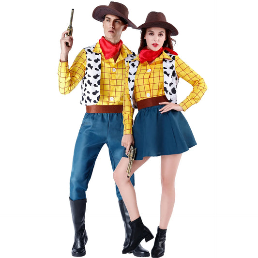 Cosplay Woody Cowboy Unisex Sheriff Halloween Carnival Outfit Up Attire