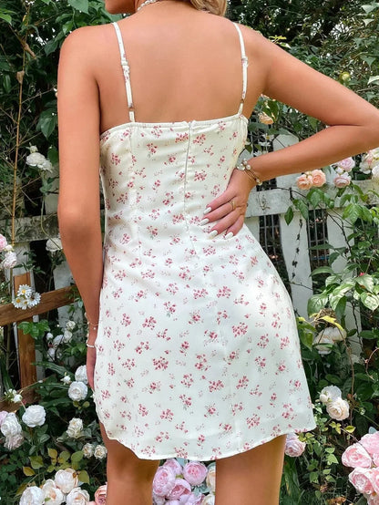 Cottagecore Floral Ruched Mini Dress