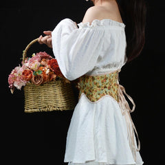 Cottagecore Ribbon Lace Up Waist Corset