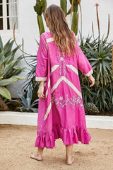 Cotton Rayon Long Sleeve Boho Dress bohodress-250126
