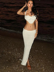 Crochet Crop Top & Maxi Skirt Two Piece Set