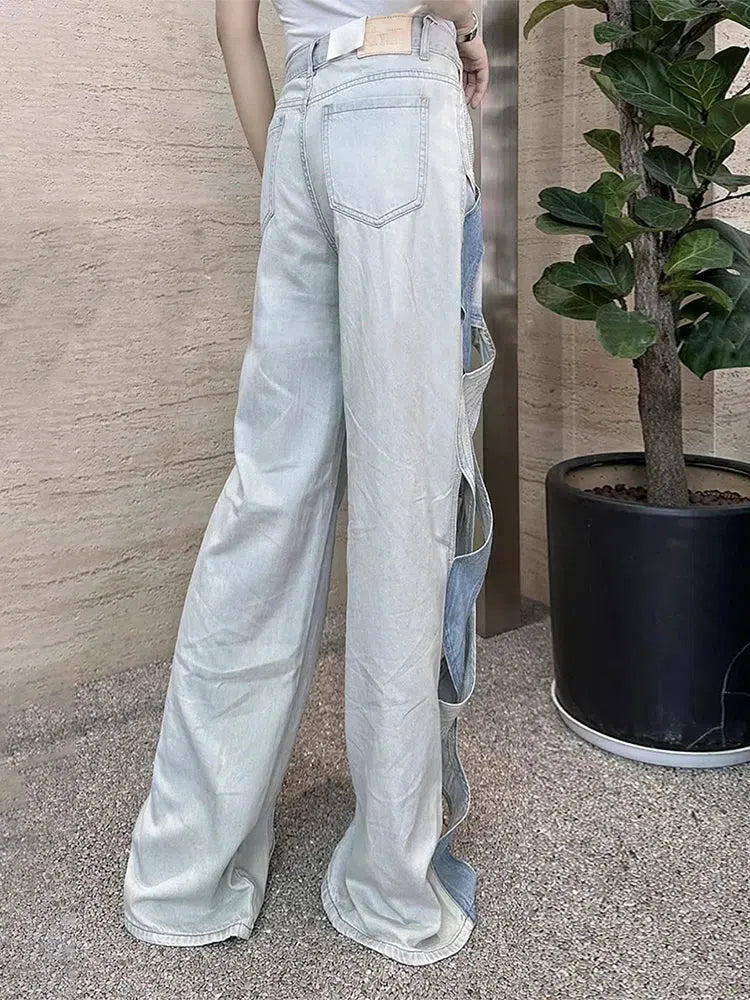 Cut Out Patch Denim Jeans