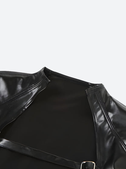 Cyberpunk Faux Leather Crop Jacket