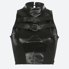 Cyberpunk Faux Leather Crop Top