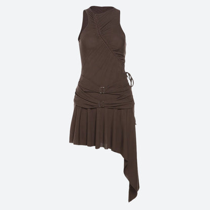 Cyberpunk Ruched Asymmetric Mini Dress