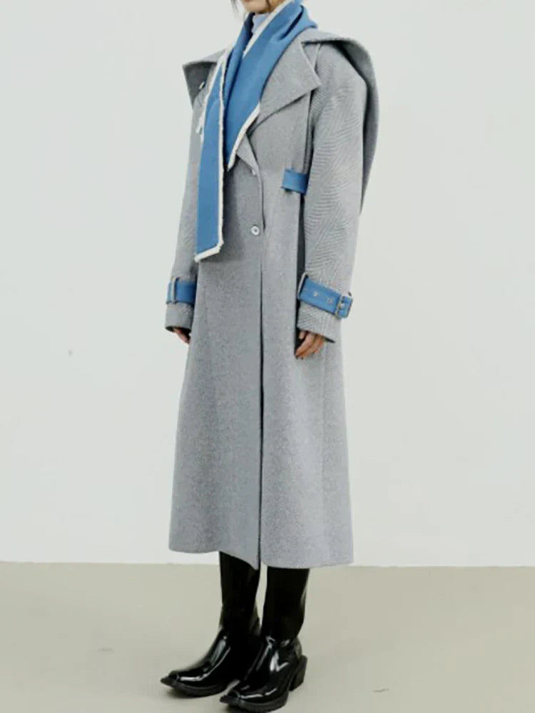 Women’s Woolen Removable Contrast Overcoat