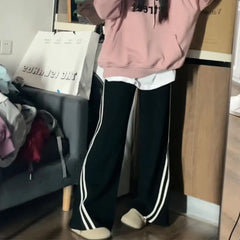 Fleece Striped Winter Sweatpants Pants