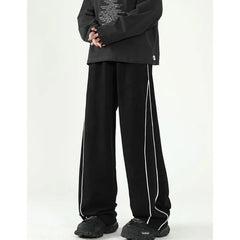 Harajuku Stripe Sweatpants Oversized Pants Black / M