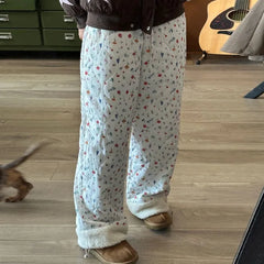 Quilted Brushed Winter Pants Y2K Pants